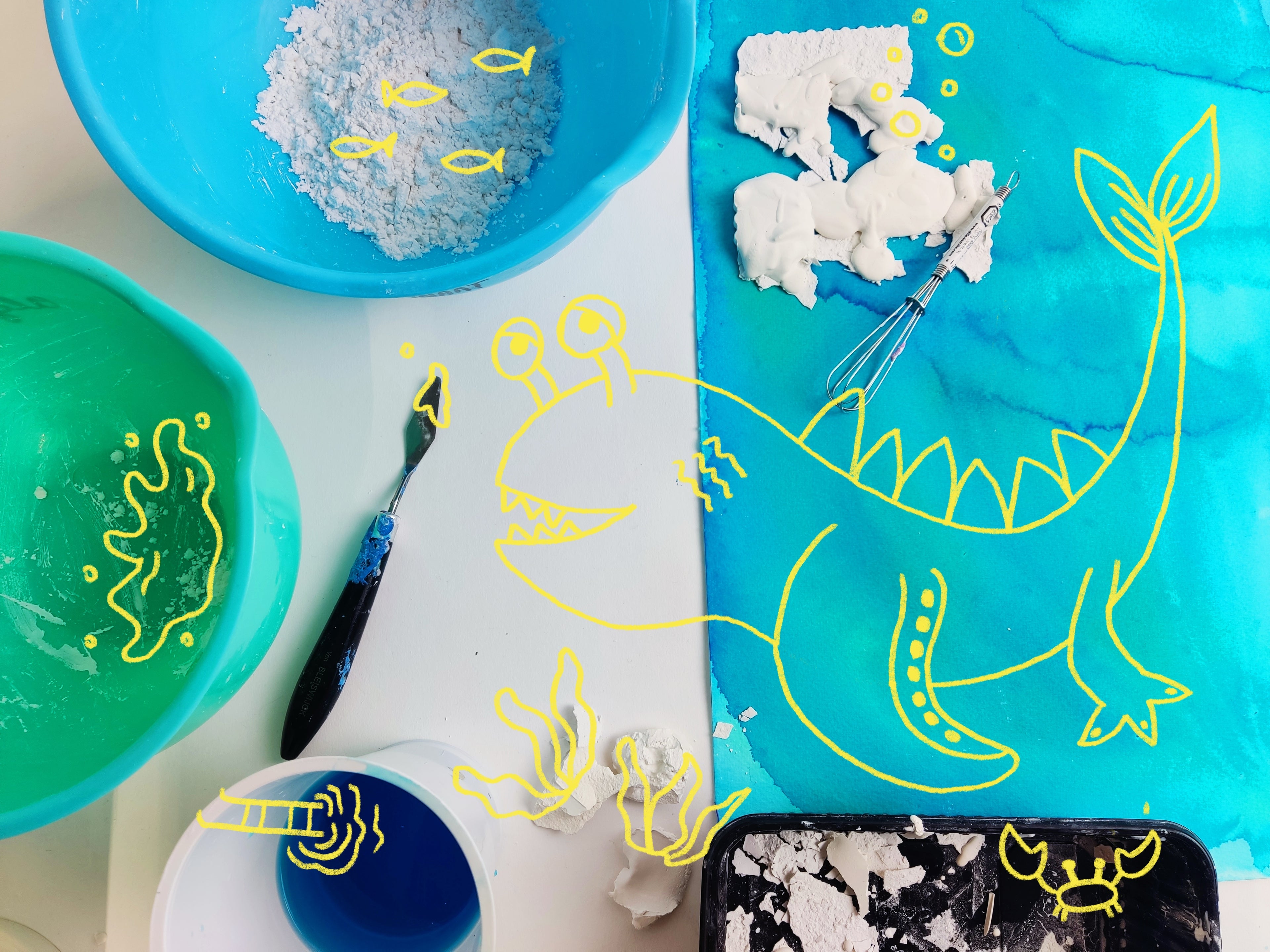 Zelfverzonnen zeedieren voor 6-9 jaar - Workshop Kunstendag voor Kinderen